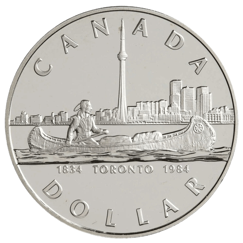 $1 150th Anniversary of Toronto Proof Dollar Silver Coin 1984 - MintedMarket