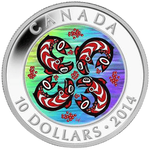 $10 First Nations Art: Salmon Silver Coin 2014 - MintedMarket