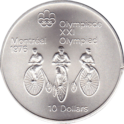 $10 Montreal Olympics Cycling Silver Coin 1974 - MintedMarket