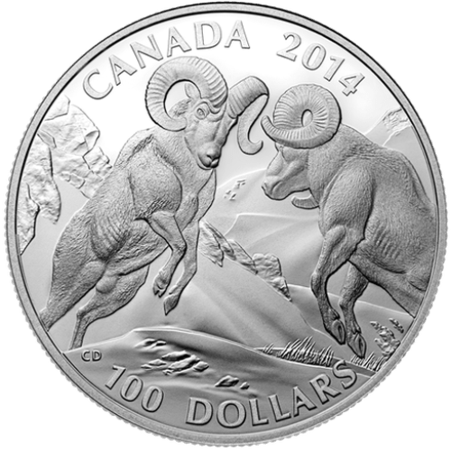 $100 Bighorn Sheep Fine Silver Coin 2014 - MintedMarket