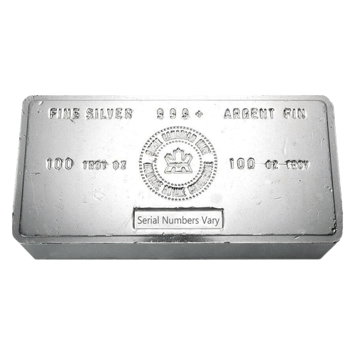 100 oz Vintage Royal Canadian Mint Silver Bar - MintedMarket