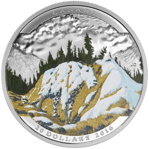 $20 Landscape Illusion: Mountain Goat Silver Coin 2016 - MintedMarket