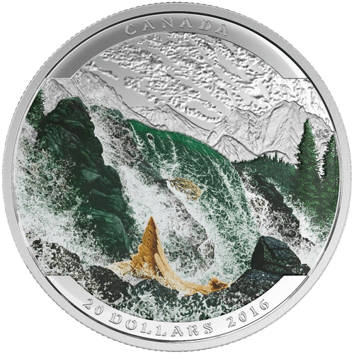 $20 Landscape Illusion: Salmon Silver Coin 2016 - MintedMarket