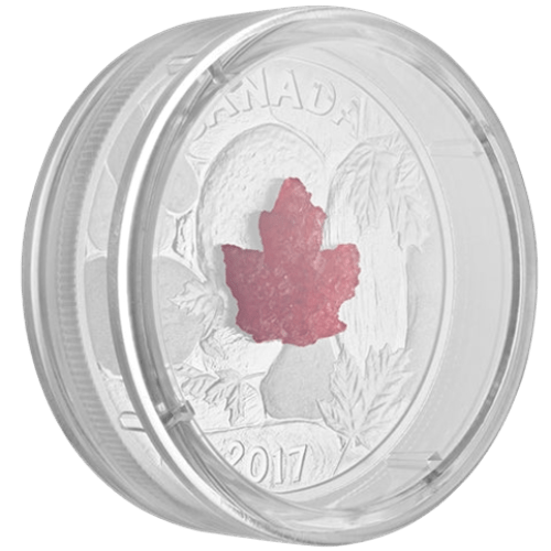 $20 Majestic Maple Leaves With Drusy Stone Silver Coin 2017 - MintedMarket