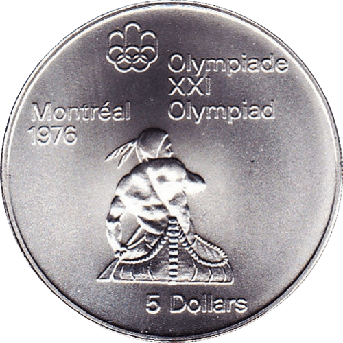 $5 Montreal Olympics Canoe Silver Coin 1974 - MintedMarket