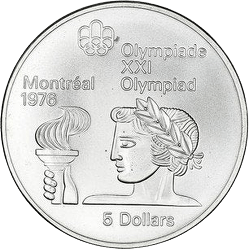 $5 Montreal Olympics Torch Silver Coin 1974 - MintedMarket