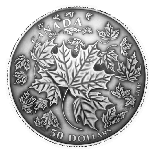 $50 Maple Leaves in Motion Silver Convex Coin 2018 - MintedMarket