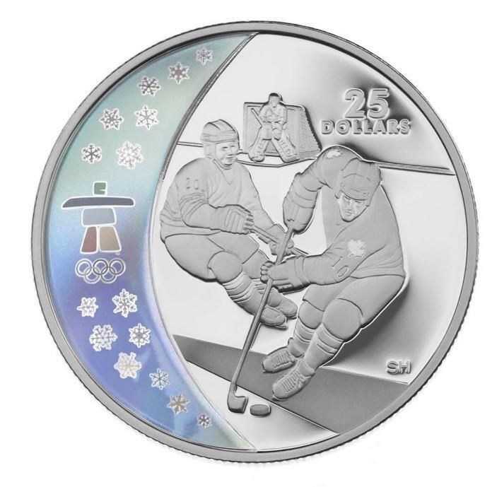 $25 Vancouver 2010 Olympic Winter Games Ice Hockey Silver Coin 2007