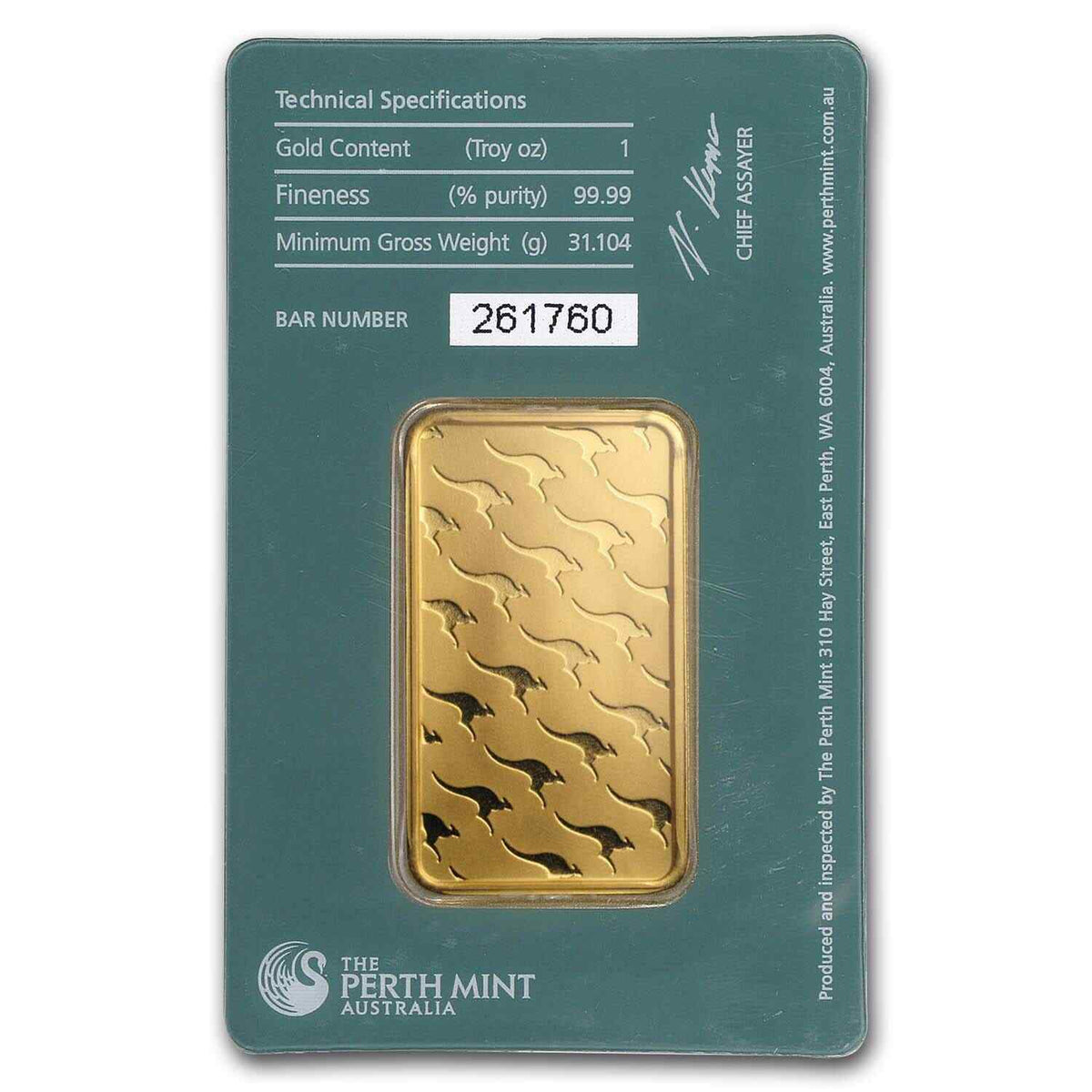 1 oz Perth Mint Gold Bar with Classic Assay Card - MintedMarket