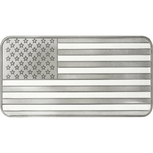 10 oz SilverTowne American Flag Silver Bar - MintedMarket