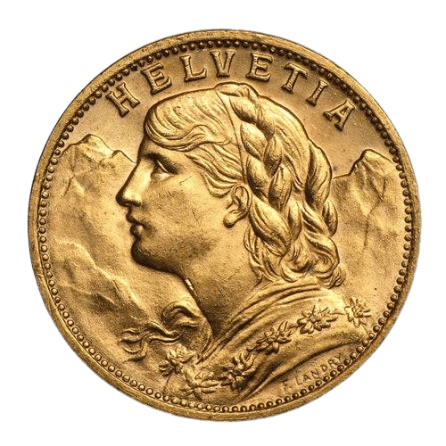 20 Francs Vreneli Helvetia Gold Coin Random Year - MintedMarket