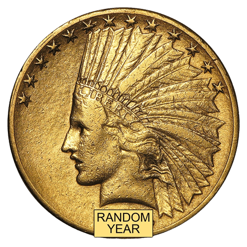 $10 Indian Eagle Head Gold Coin Random Year - MintedMarket
