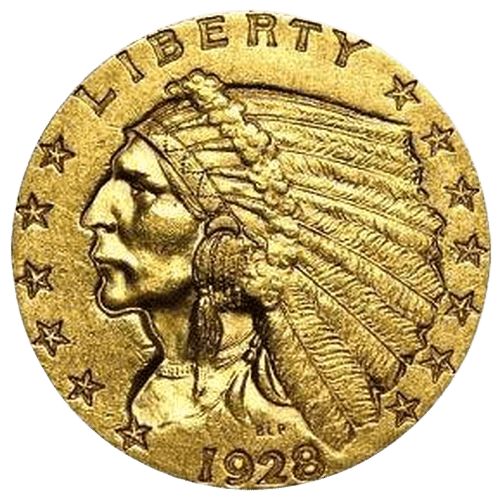 $2.50 Indian Eagle Head Gold Coin 1928 - MintedMarket