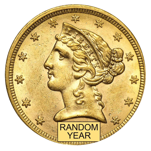 $5 Half Eagle Liberty Head Gold Coin Random Year - MintedMarket